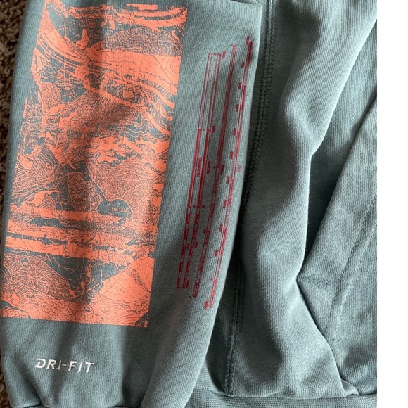 Nike Dri Fit Standard Issue Hoodie Teal Graphic Print Mens L Organic High - Picture 6 of 12